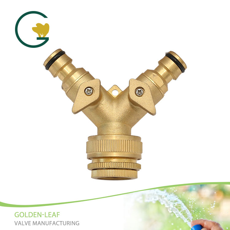 Brass 2-way na Snap-In Coupling na may shut-off Valve na may 3/4 